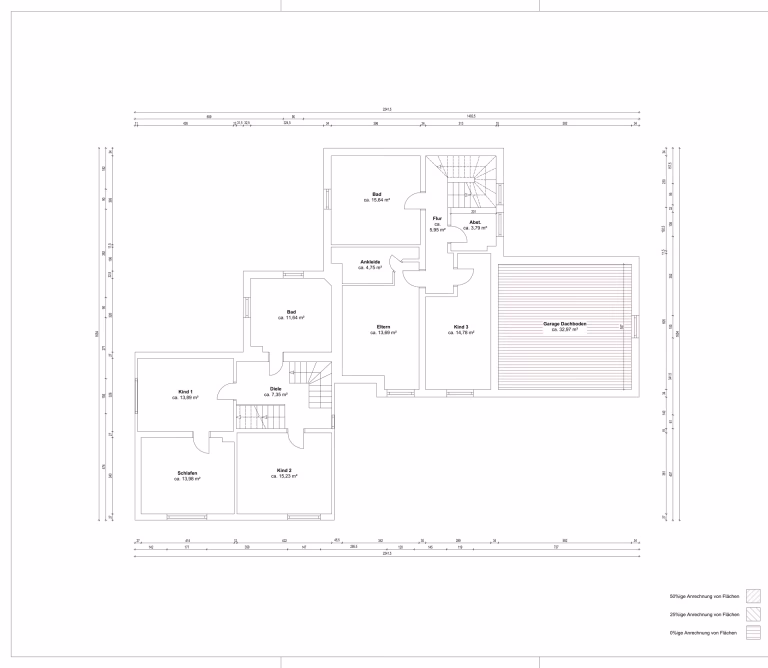 Grundriss 1.OG Haupthaus - 1.UG zweites Wohnhaus